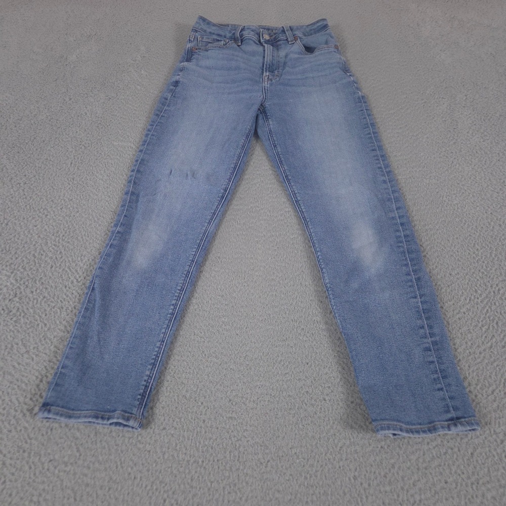 American Eagle Jeans Women 2 Blue Mom Jean Tapered Leg Stretch High Rise Denim